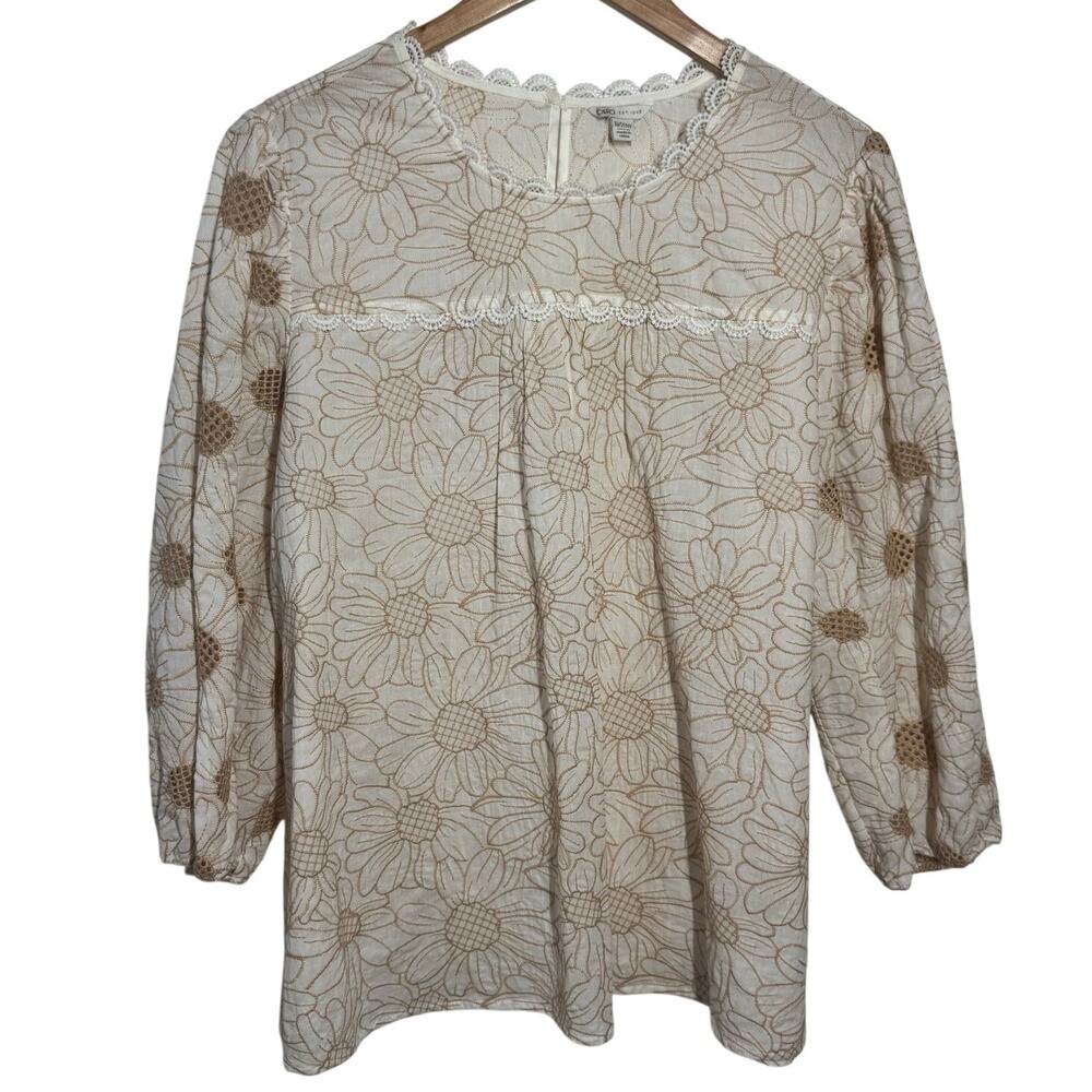 Cato 100% Cotton Cottagecore Peasant Blouse Top Women‎ 18/20 Plus Size Floral